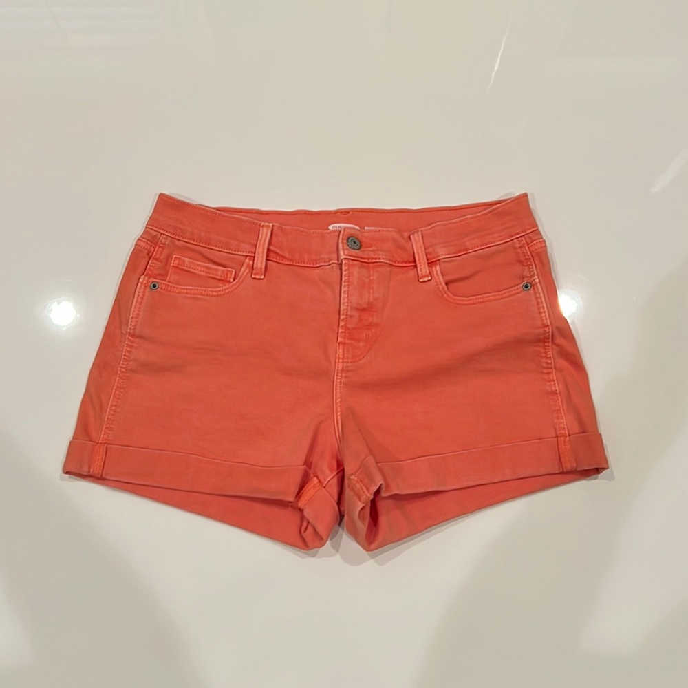 Orange jean shorts